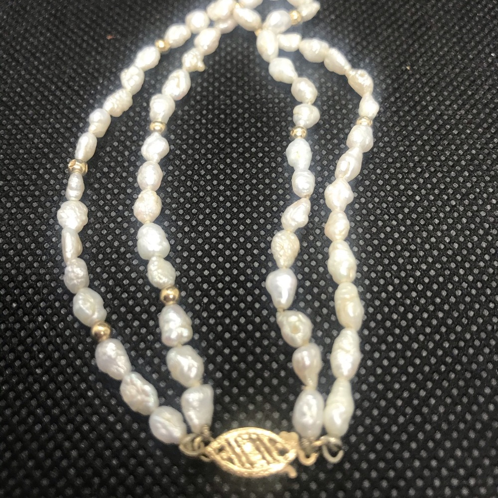 Dual strand Fresh Wat Pearl Bracelet 14K Clasp